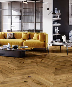 Smoked Chevron Engineered Oak Flooring T&G