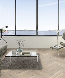 Boen Herringbone Click Pale White Vivo Oak Engineered Flooring Brushed & Pure Lacquer