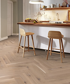 Boen Herringbone Click White Vivo Oak Engineered Flooring Brushed & Oiled