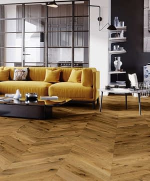 Smoked Chevron Engineered Oak Flooring T&G