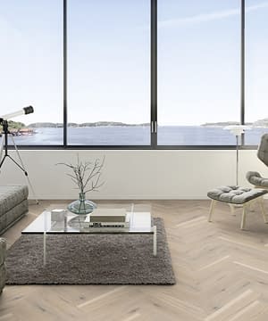 Boen Herringbone Click Pale White Vivo Oak Engineered Flooring Brushed & Pure Lacquer