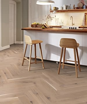 Boen Herringbone Click White Vivo Oak Engineered Flooring Brushed & Oiled