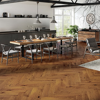 Atkinson & Kirby Dorchester Click Herringbone Engineered Oak Flooring Brushed Matt Lacquer