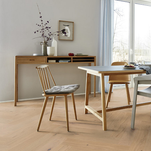 Boen Herringbone Click Animoso Oak Engineered Flooring Brushed & Live Pure Lacquered