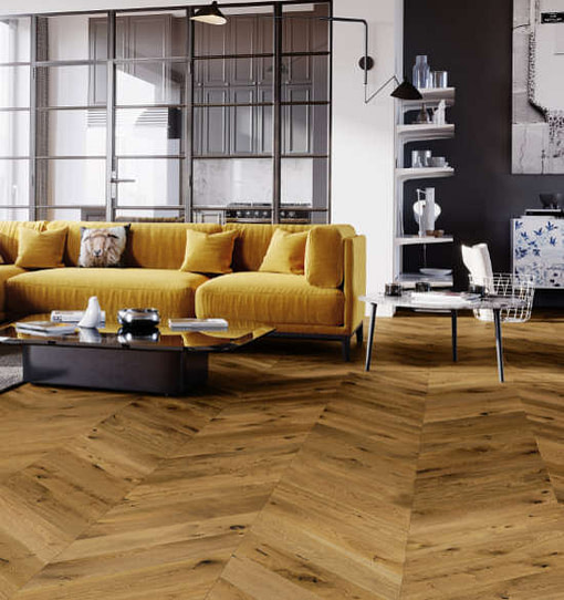 Smoked Chevron Engineered Oak Flooring T&G