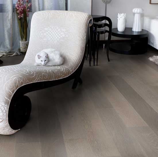 189mm Clay Grey Engineered Oak Flooring Brushed & Matt Lacquered
