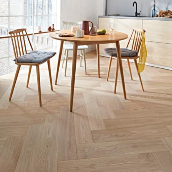 Boen Herringbone Click Adagio Oak White Engineered Flooring Brushed & Oiled