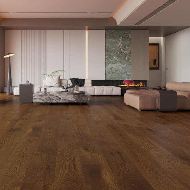 Timba Floor Cognac 12mm Click Engineered Oak Flooring Brushed & Matt Lacquered 190mm Wide