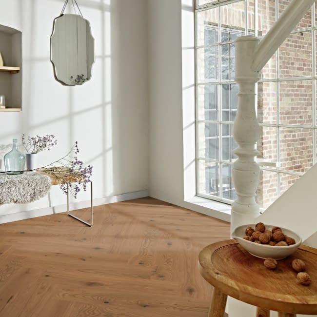 Boen Herringbone Click Honey Vivo Oak Engineered Flooring Brushed & Oiled