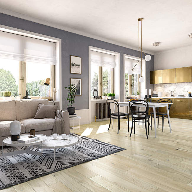 Holt Dover White Click Engineered Oak Flooring 155mm Matt Lacquered