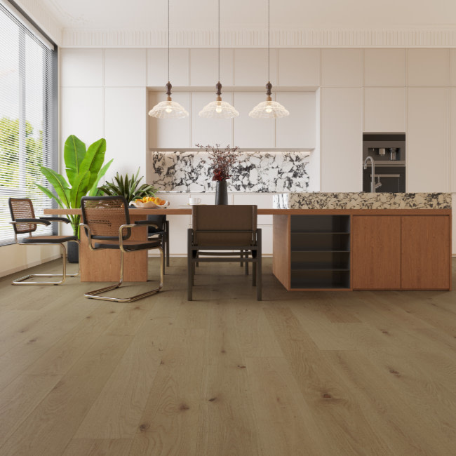 Timba Floor 12mm Blonde Click Engineered Oak Flooring Brushed & Matt Lacquered 190mm Wide