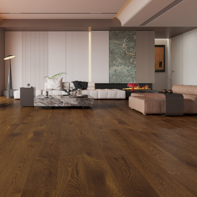 Timba Floor Cognac 12mm Click Engineered Oak Flooring Brushed & Matt Lacquered 190mm Wide