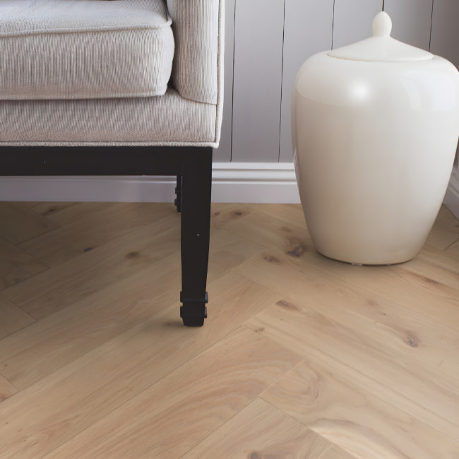 Boen Herringbone Click Vivo Oak Engineered Flooring Brushed & Pure Lacquer