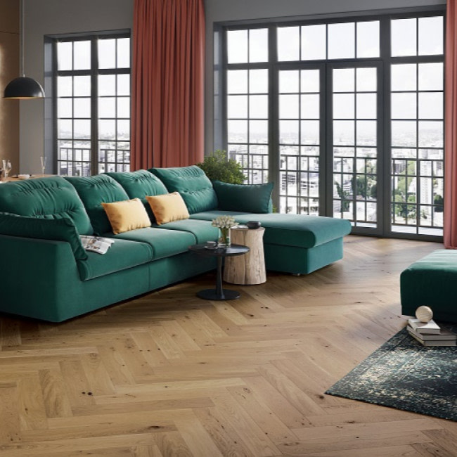 Atkinson & Kirby Grizedale Click Herringbone Engineered Oak Flooring Brushed & Oiled