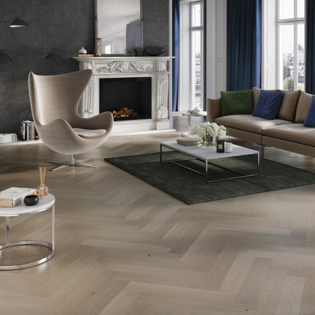 Atkinson & Kirby Sonoran Click Herringbone Engineered Oak Flooring Brushed Matt Lacquer