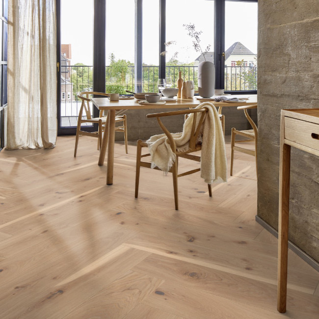 Boen Herringbone Click Castle Vivo Oak Engineered Flooring Brushed Live Pure Lacquer