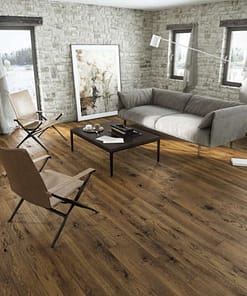14mm Dark Stained Oak 5G Click Engineered European Oak Flooring Brushed & Lacquered 130mm