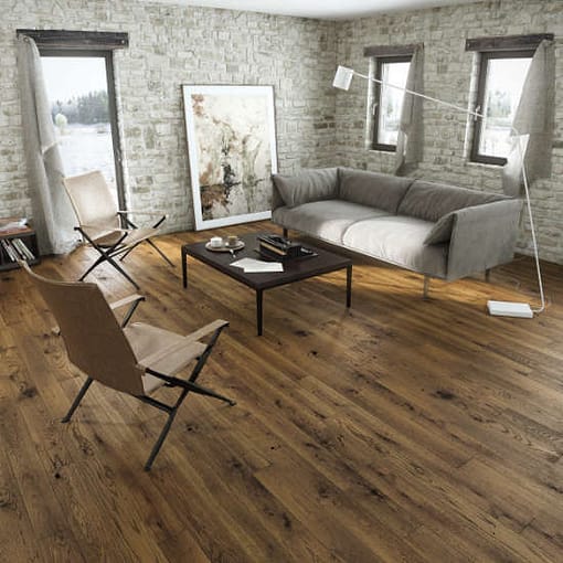 14mm Dark Stained Oak 5G Click Engineered European Oak Flooring Brushed & Lacquered 130mm